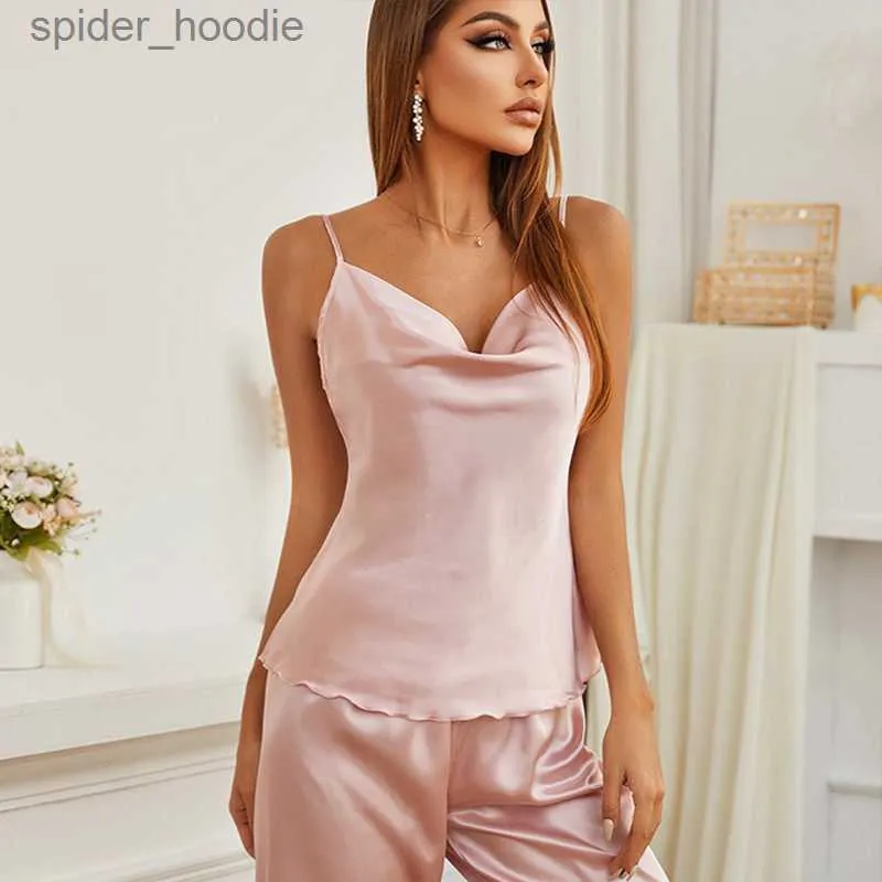 New Sexy Women's Pajamas Fashion Silk Pajamas for Women Sleepwear Pyjamas  Silk Satin Cami Top and Shorts Pajamas for Women