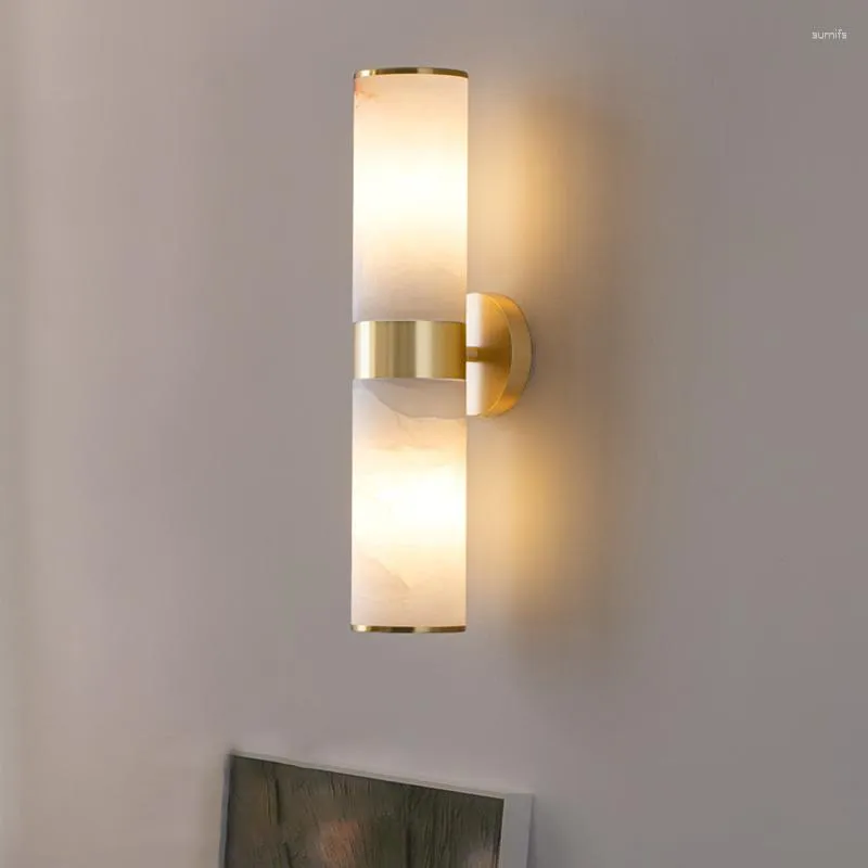 Lampada da parete moderna in rame per la decorazione del soggiorno, sconce, apparecchio di illuminazione in marmo