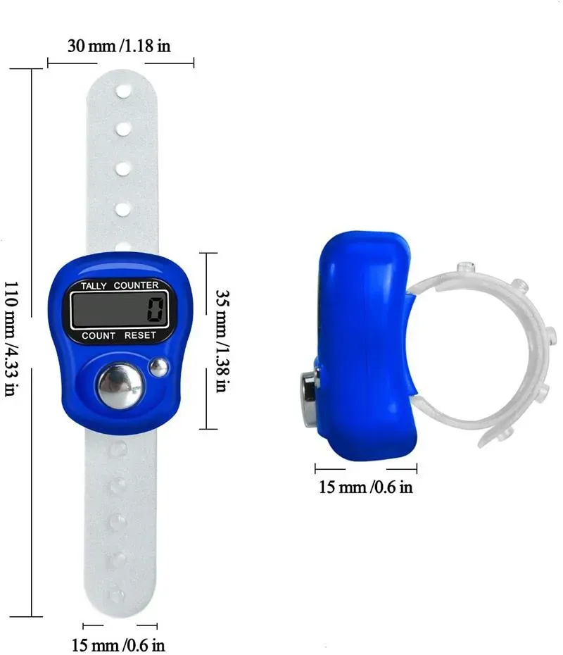 Mini Hand Hold Band Tally Counter LCD Digital Screen Finger Ring Electronics Head Count Buddha Electronic Counters Multicolor