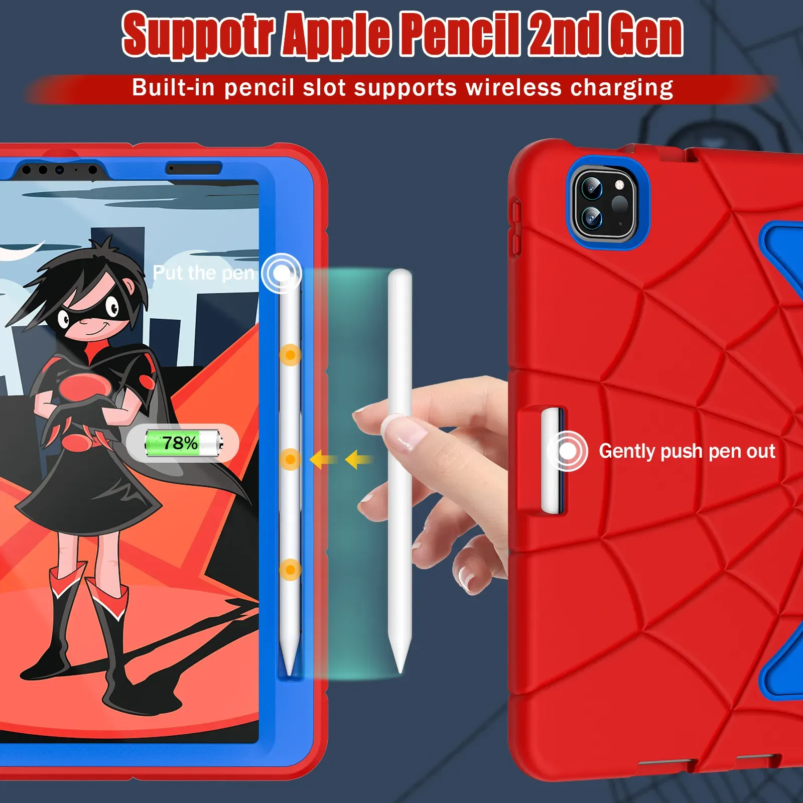 Детские Чехлы Для Планшетов С Подставкой Для IPad Pro 11 Air 5 4 10,9  Дюймов Air5 Samsung Tab A8 Пластиковый Силиконовый Гибридный Прочный  Сверхпрочный Корпус Паука От 1 180 руб. | DHgate