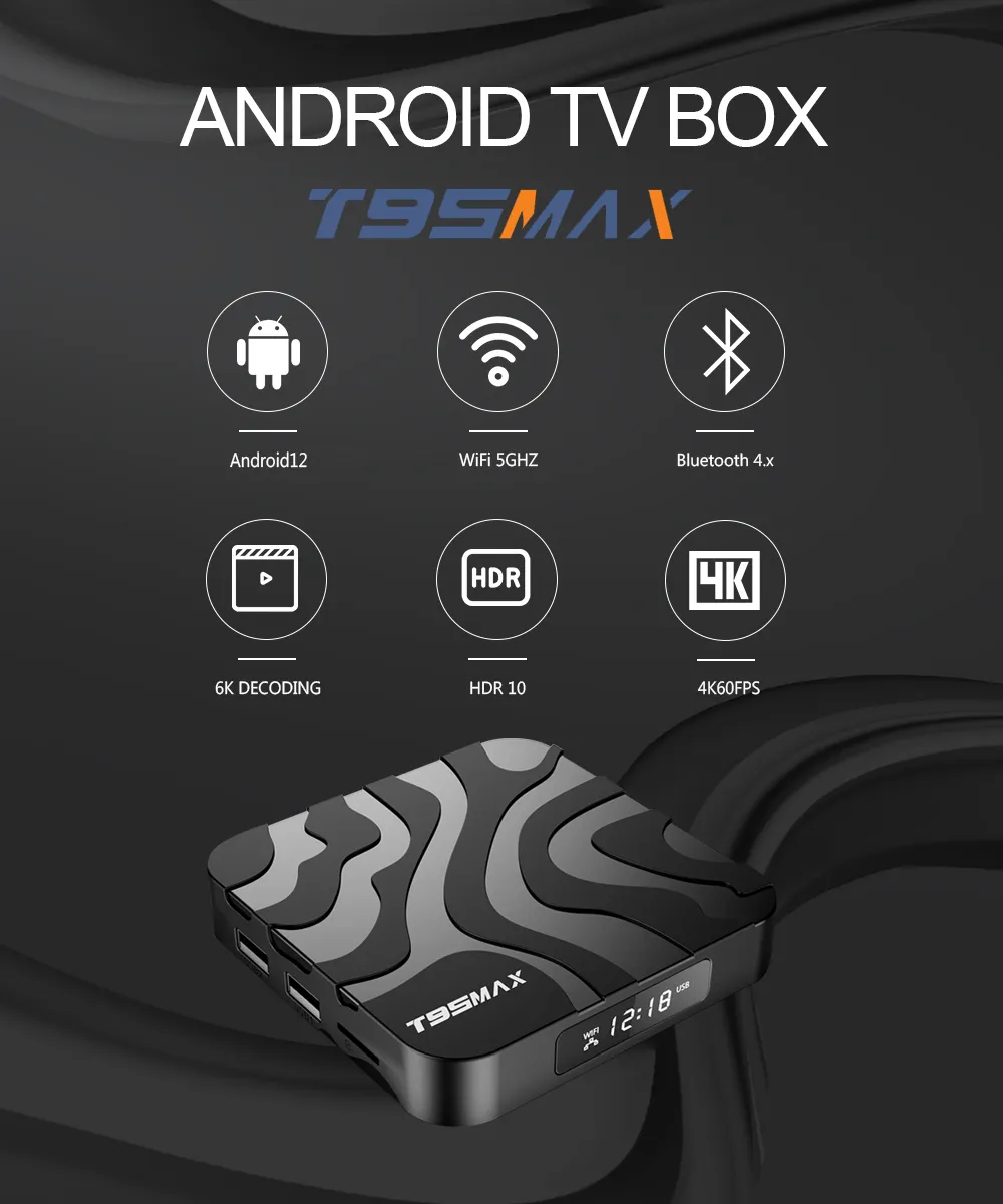 Android TV Box T95H | Allwinner H616 Quad-Core | 1GB RAM 8GB ROM | Supporto 6K E 3D | WiFi 2.4G