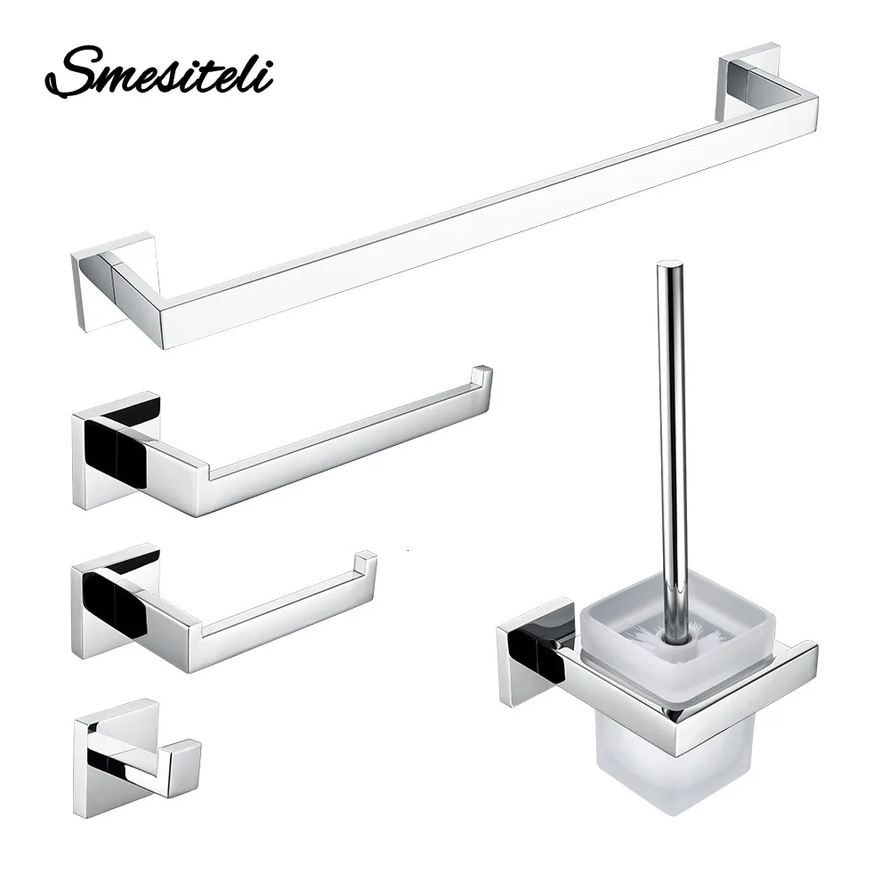 Set di accessori da bagno Smesiteli Set di accessori per il bagno Argento Accessori WC Porta carta igienica Gancio a muro Porta asciugamani Porta accappatoio Acciaio inossidabile 230920