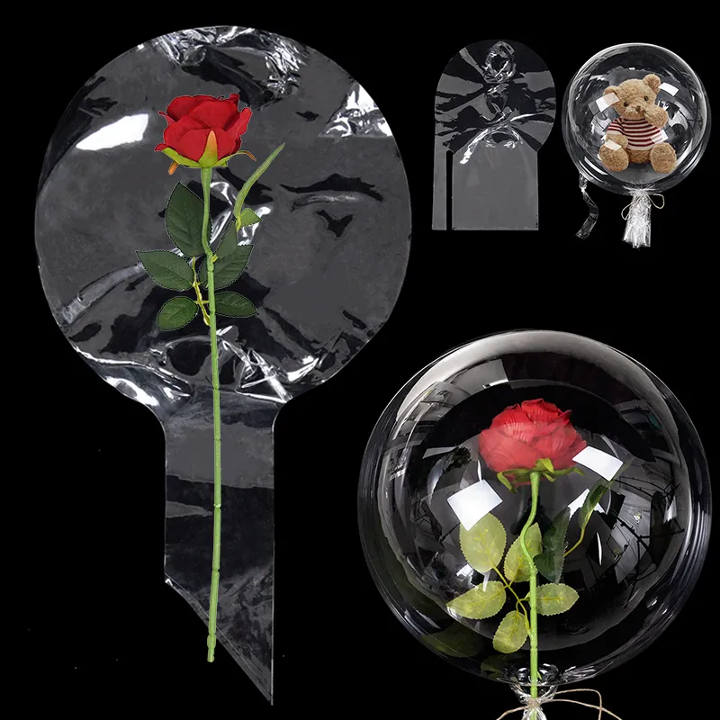Dekoracja imprezy 3PCS szeroka szyja przezroczystą bobo bobbową kulkę walentynki kwiaty cukierki przezroczyste balony na prezent urodzinowy