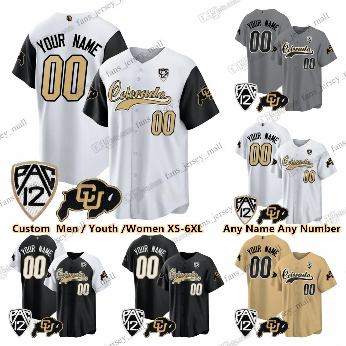2023 Custom NCAA Colorado Buffaloes Baseball Trikots 2 Shedeur Sanders