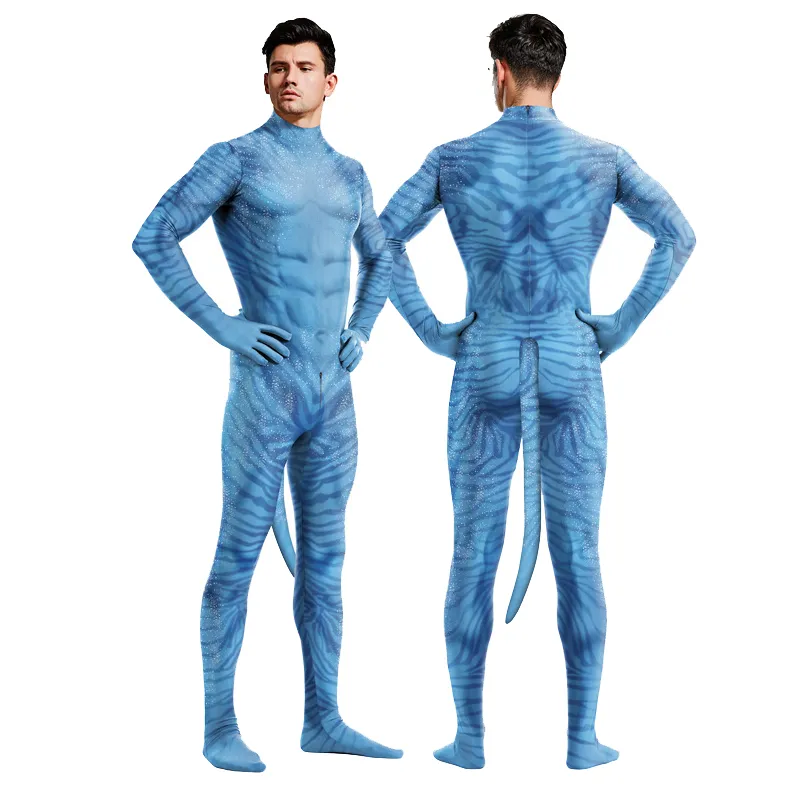 Catsuit-kostuums Carnaval Cosplaykostuum Catsuit Filmpatroon Print Jumpsuit Unisex Sexy Strakke Party Zentai-kleding S-2XL Met Staartbodysuit