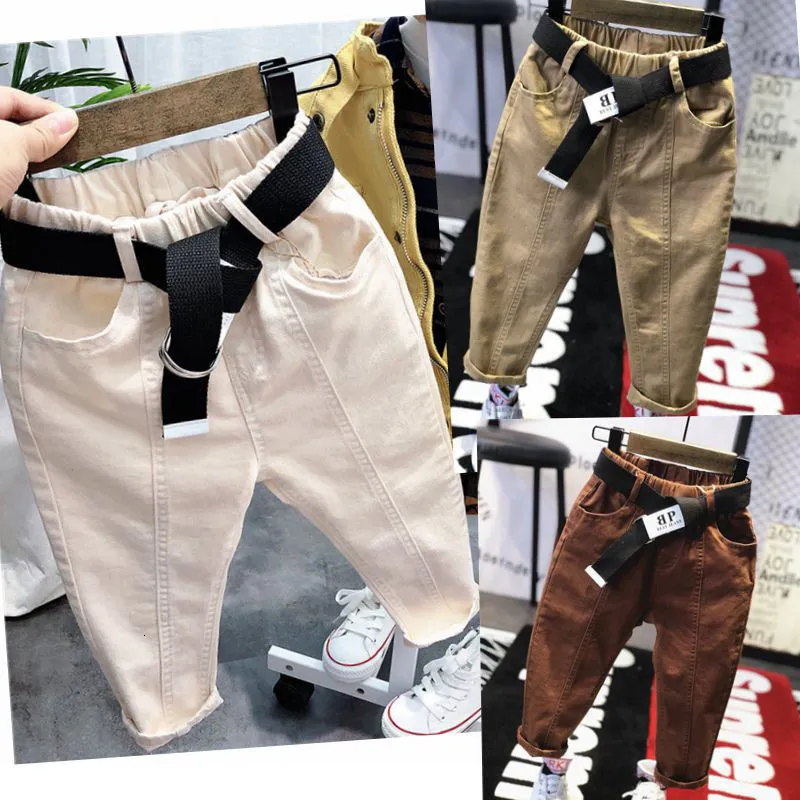 Jeans Boys Casual Pants With Belt Fashion Kids Long Pant Spring Autumn Winter Trousers Children Clothes 230920