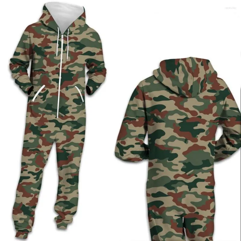 Women's Hoodies Women Camouflage Printed Loungewear Pajamas Unisex Loose Hooded Zipper Open Sleepwear Onesies For Adult Warm Jumpsuits