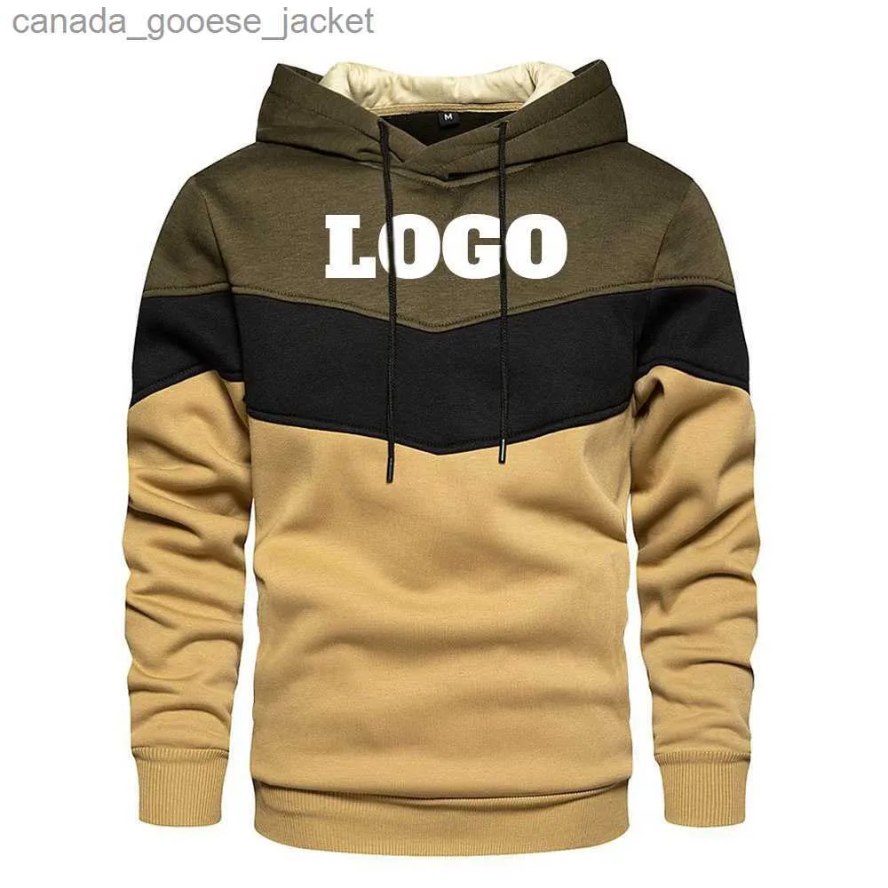 Herrtröjor tröjor anpassade lapptäcke hoodie män mode hooded tröja män tryck street casual pullover coatl230920