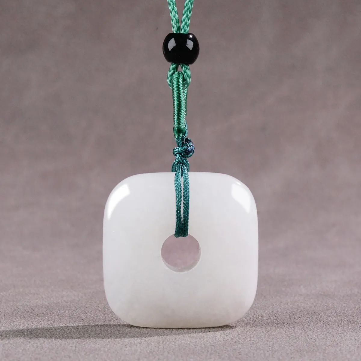 Natural Square White Jade Gemstone Necklace Pendant Necklace Diamond Pendants Chain White Stone Girlfriend Cute Jewelry Simple Jewellery Precious Jewels