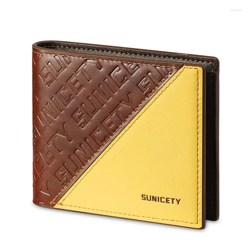 Wallets Men's Short Wallet Trend Two Splicing Vertical Anti-theft Book Card Bag Multi-card Student Personality