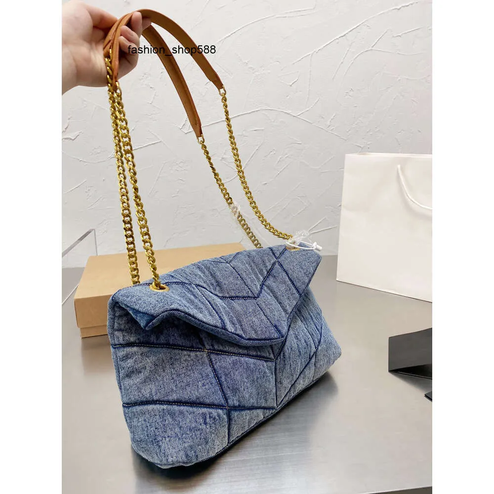 Duffel Bags Designers Women Washed Denim Bag LOULOU Puffer Fashion Classic flap bag messenger bag Shopping Bags Luxury Handbag Purse Chain Cowboy Crossbody TOP ZH7M