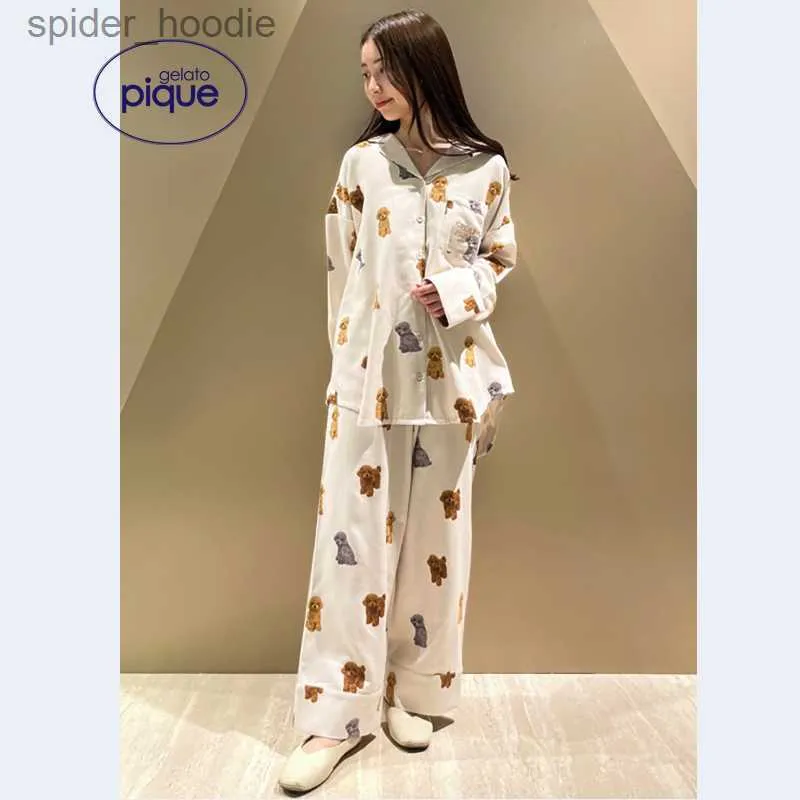 Ensemble pyjama en piqué Gelato pour femmes, vêtements de chambre pour dames, vêtements de salon, Pijama en coton, L230920