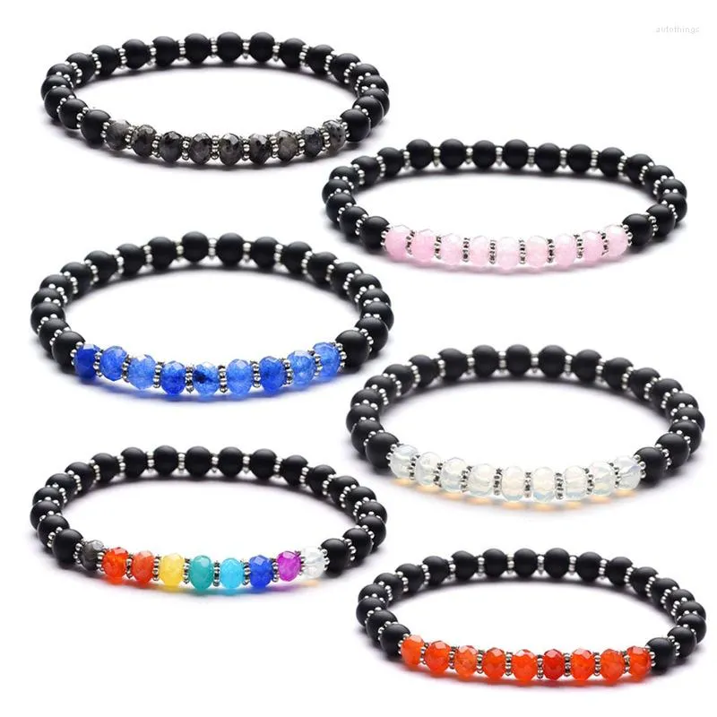 Strang 6 mm bunter rosa Opal-roter Stein, heilende Balance-Perlen, Reiki-Buddha-Gebet, natürliches Yoga-Armband, Schmuck