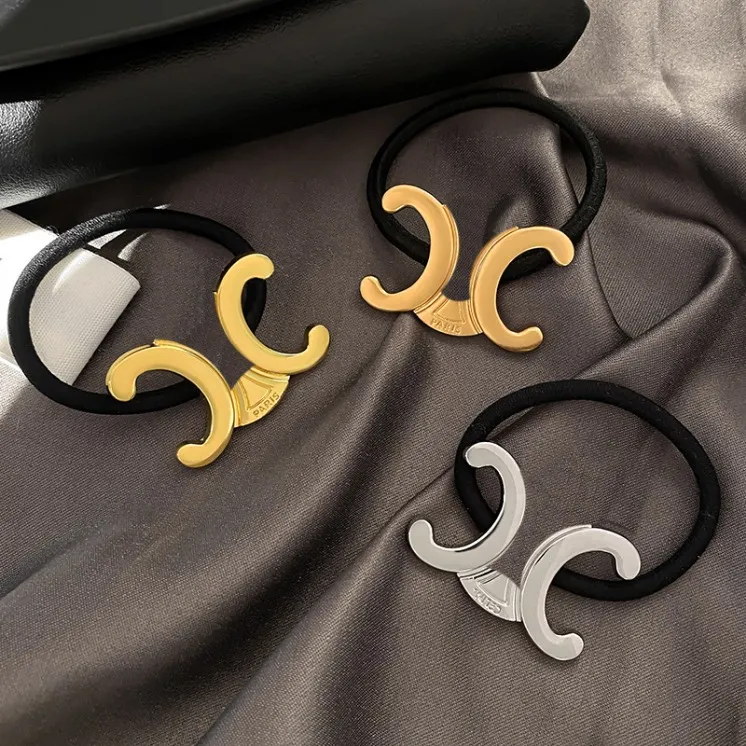 Elastici per capelli in lega di lusso neri Elastici per capelli in stile celtico di alta qualità Corda per capelli vintage Regalo di design Gioielli per capelli Accessori per capelli di lusso semplici da donna