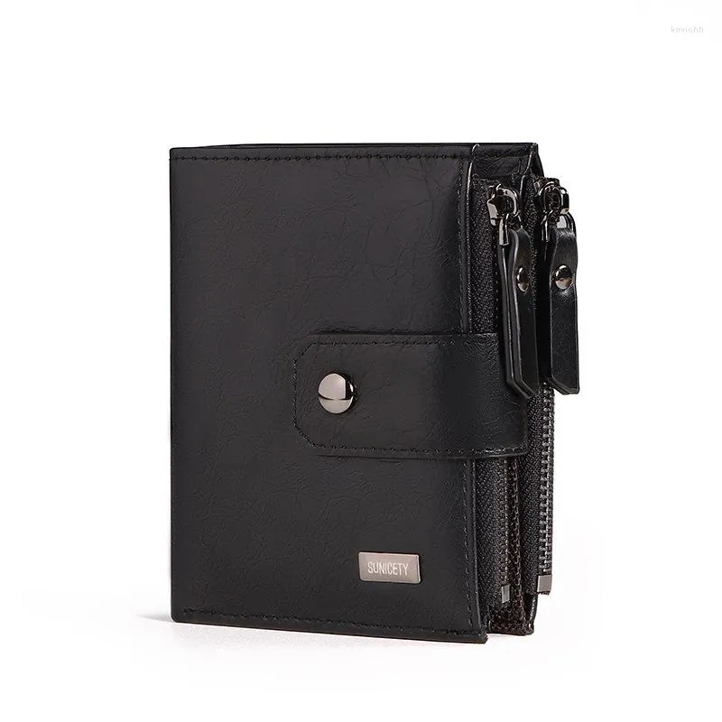 Wallets Anti Theft Brush Business Leather Thin And Short Men's Holders For Men Coin Purse