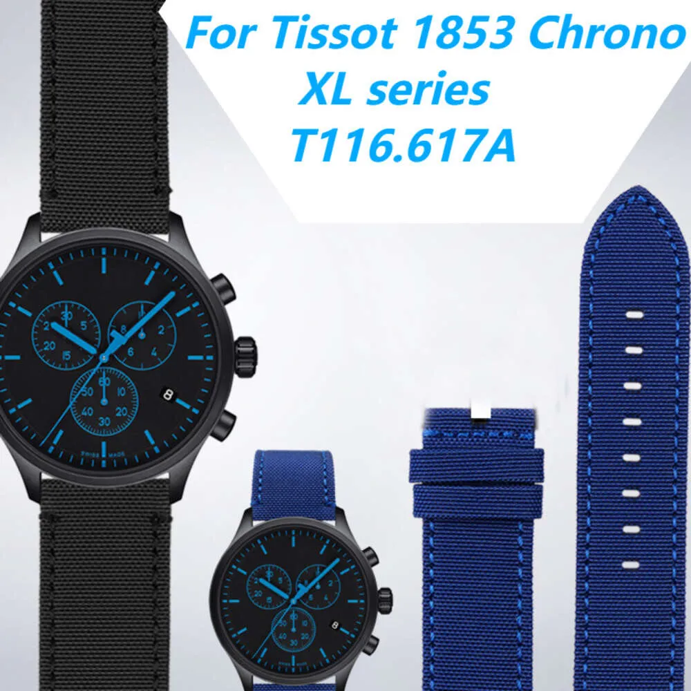 Geeignet für Tissot 1853 Chrono XL SeriesT116.617A Nylon-Canvas-Uhr mit atmungsaktivem Uhren-Nischenkettenzubehör 22 Herren