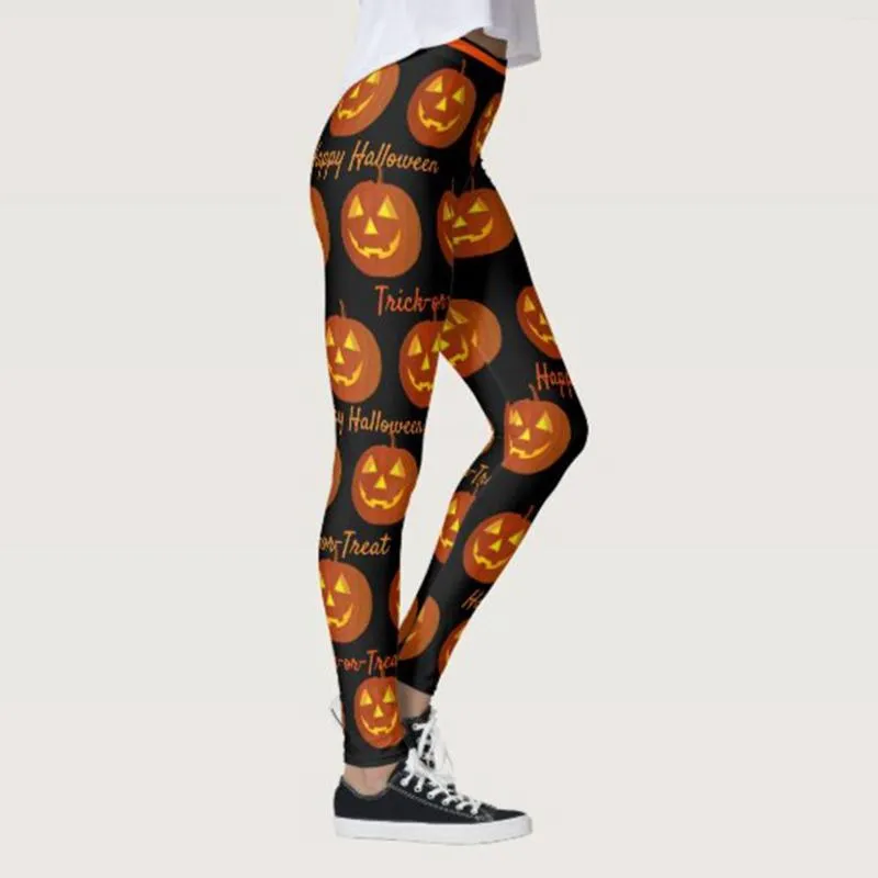 Women's Leggings Fashion Halloween Women Pumpkin Printed High Waist Elasticity 3D Legging Female For Outdoor Jogging Pants