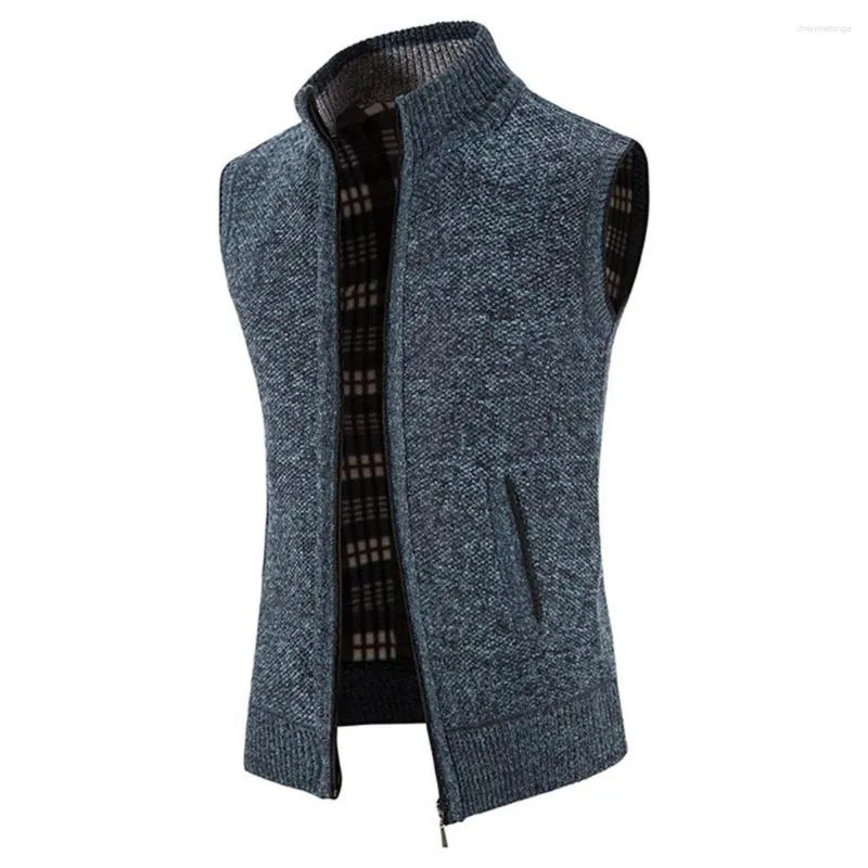 Men's Vests Autumn/Winter Waistcoat Plus Velvet Thicken Size Slim Mens Sweater Vest Sleeveless Knitted M-3XL