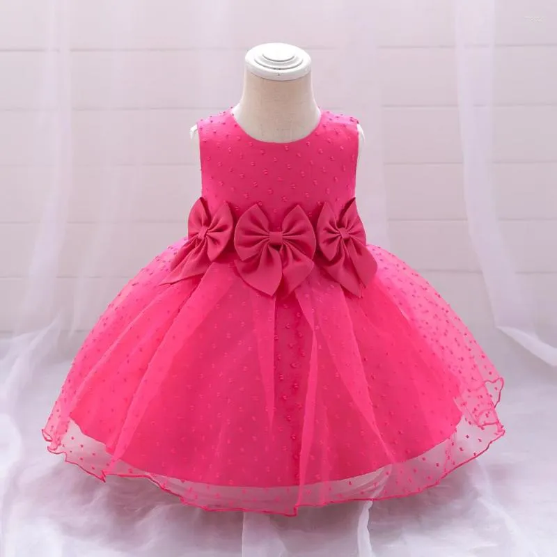 Robes d'été en Tulle bouffantes pour petites filles, tenue de princesse avec nœud, pour anniversaire, fête de mariage, tenue de soirée