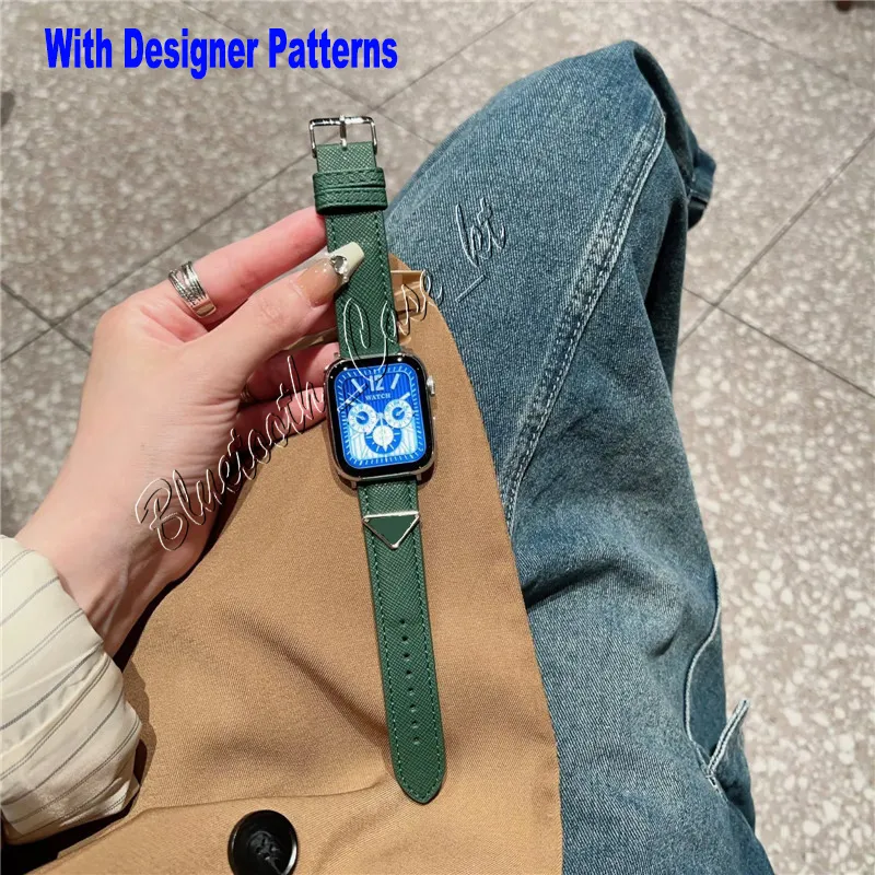 Top P Designer Skórzane paski na prezent na urządzenia do Apple Watch Band 49 mm 45 mm 42 mm 38 mm 40 mm 44 mm 49 mm Paski Wzory Bransoletki Bransoletka Modna opaska na rękę 9 8 7 6 5 4 3 SE