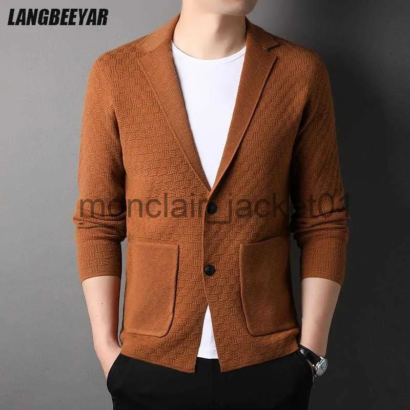 Jaquetas masculinas de alta qualidade nova marca designer clássico coreano moda malha cardigan jaquetas legais para homens estilo casual estilista casacos roupas masculinas j230920 j230920