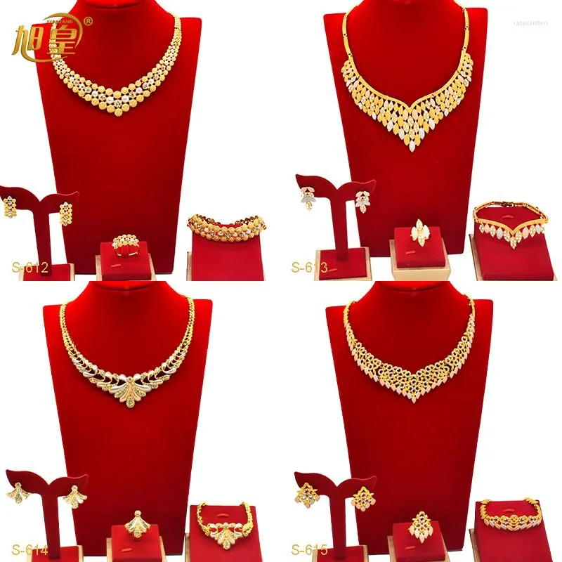 Ketting Oorbellen Set Dubai Marokkaanse Luxe Kleurrijke Damesfeest Bruidsbruiloft Mooie Sieraden Ethiopische Verlovingscadeau