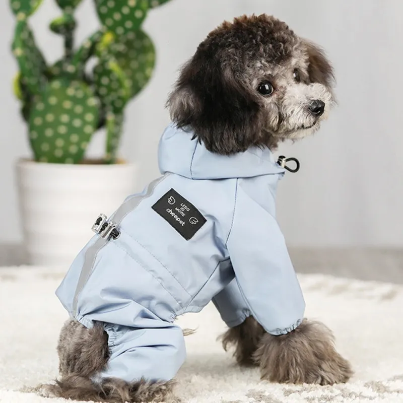 Vêtements pour chiens Pet Raincoat imperméable réfléchissant maille respirante veste de pluie manteau vêtements petit moyen chat sweats à capuche combinaison imperméables 230919