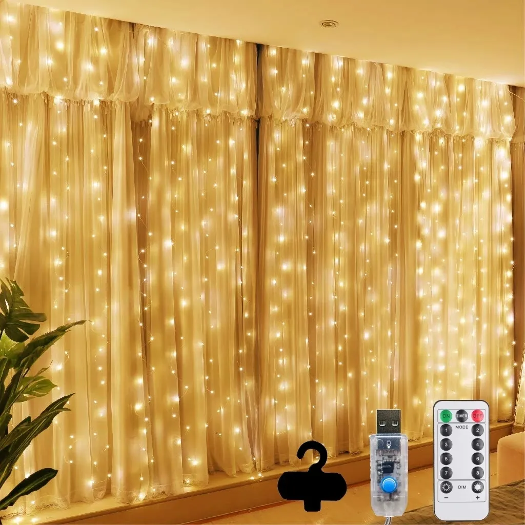 Andere Event- und Partyzubehör, LED-Feenvorhang, Girlande, USB-Lichterkette, Zimmer, Zuhause, Fensterdekoration mit Fernbedienung, Weihnachten, Hochzeit, Urlaub, Dekoration 230919