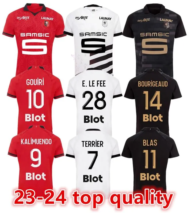 2023 24 Stade Rennais Fußballtrikots Heim Auswärts Rennes Maillot de Foot 2023 24 SULEMANA BOURIGEAUD TERRIER DOKU LABORDE SANTAMARIA Männer Kinder Kit Fußballtrikots666