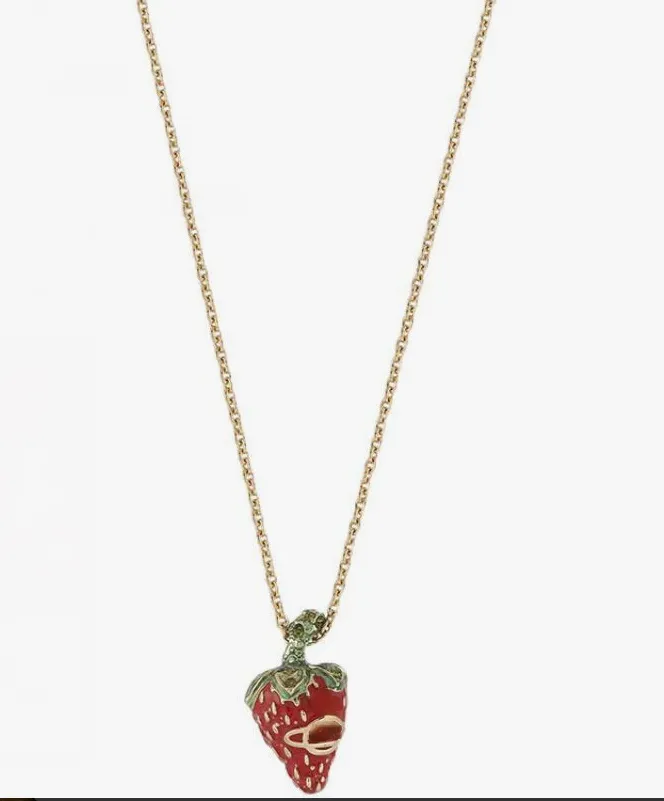 Collier fraise rose, chaîne de clavicule de styliste, bijoux à la mode, pendentif, cadeau de mariage