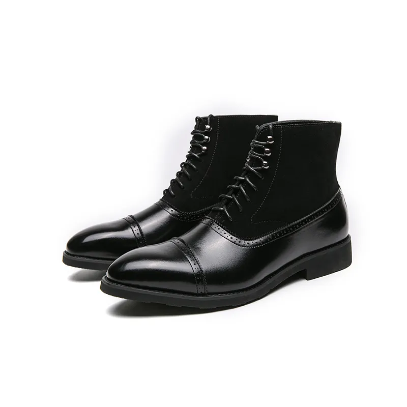 Botas Curtas Masculinas Marrom Bullock Flock Lace-up Dedo Quadrado Feito à Mão Sapatos de Tornozelo de Negócios para Homens com Frete Grátis Zapatos Hombre Para Meninos Sapatos de Festa