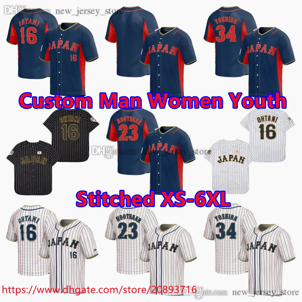 Custom DIY Design Baseball 16 Shohei Ohtani Jersey Stitched 34 Masataka