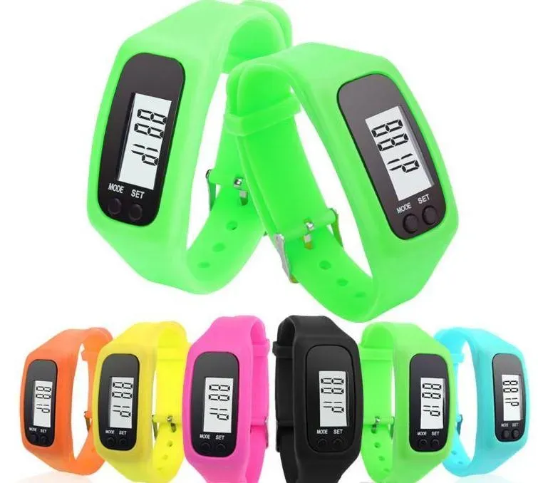 wholesale Digital LCD Pedometer Smart Multi Watch silicone Run Step Walking Distance Calorie Counter Watch Electronic Bracelet Color LL