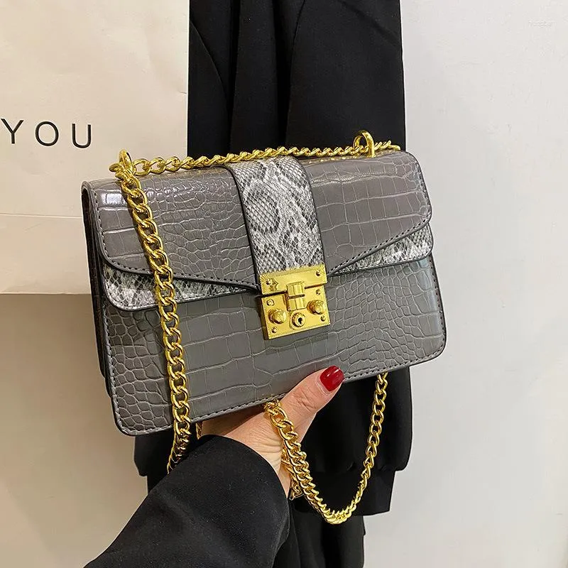 أكياس مسائية 2023 خريف الرجعية سلسلة الكتف كيس الثعبان النسائية الأزياء Crossbody أنثى الاتجاه متعدد الاستخدامات مربع صغير