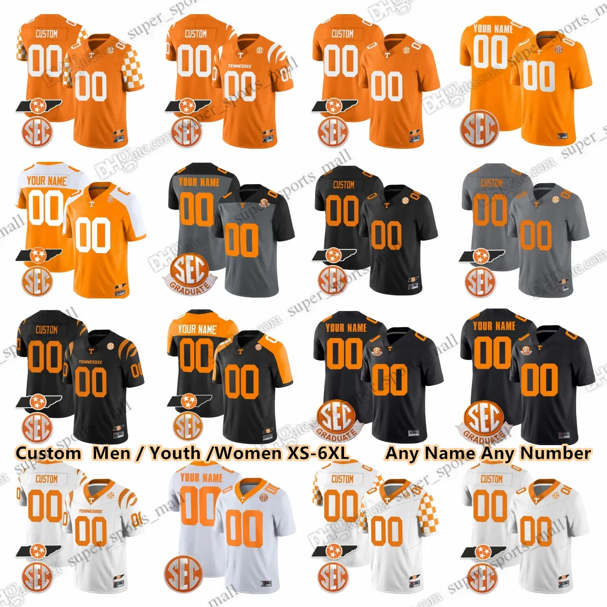 2023 Anpassade Tennessee Volunteers Football Jerseys 16 Peyton Manning 6 Alvin Kamara 1 Jason Witten 87 Jacob Warren 12 Shawn Shamburger 27 Whitehead 92 Reggie White