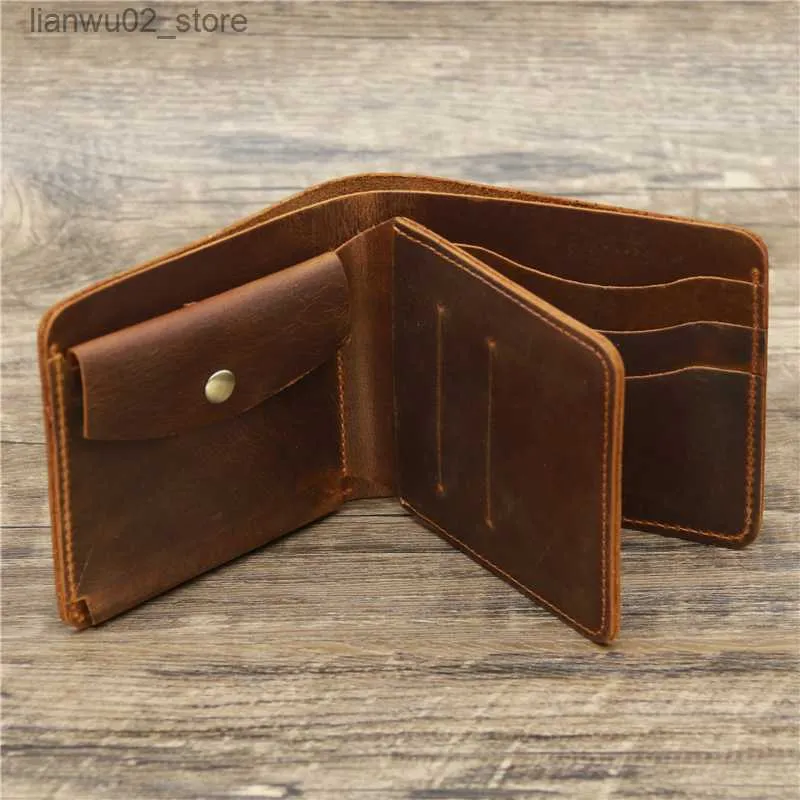 Pinces à billets personnalisé meilleur portefeuille pour hommes en cuir véritable avec poche à monnaie minimaliste personnalisé gravé Bi Fold portefeuille en cuir pur pour hommes Q230921