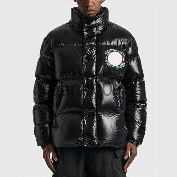 Mens Down Parkas Chest Embroidery Funny Badge Mens Down Jacket