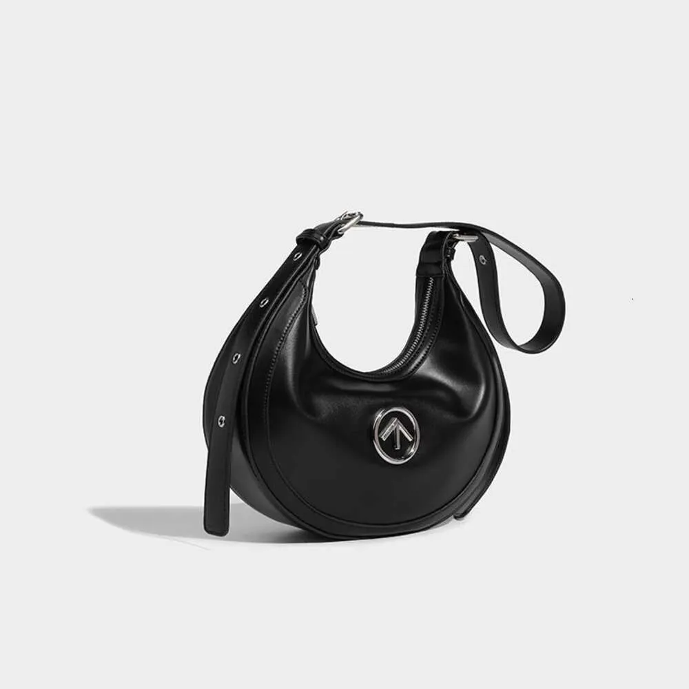 Grotto niche crescent bag net red leather crescent underarm bag black stone arrow women's bag single shoulder crossbody bag