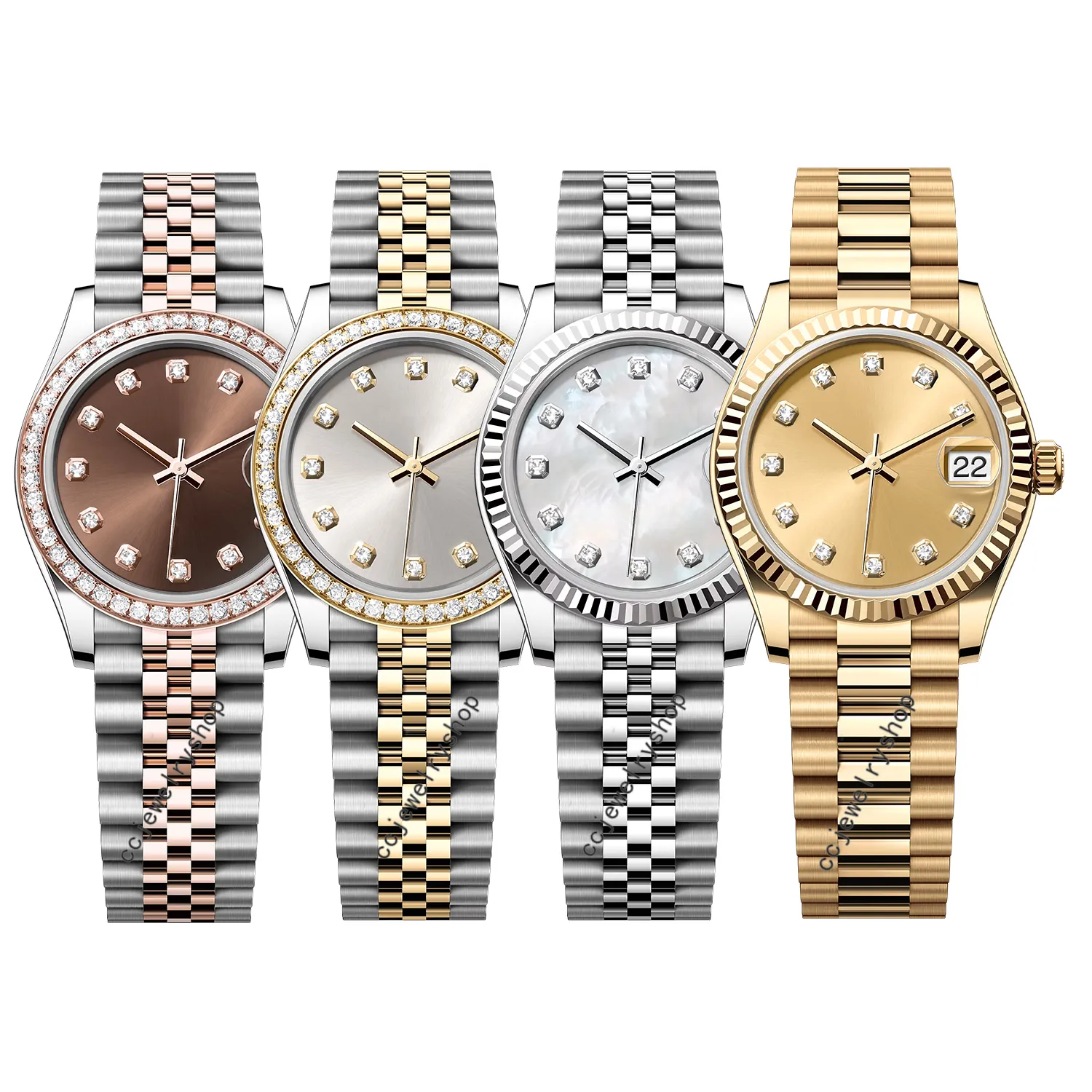 31mm 5A haute qualité femmes montre montres de créateurs automatique mécanique mode montres style en acier inoxydable étanche lumineux saphir montre en céramique montres