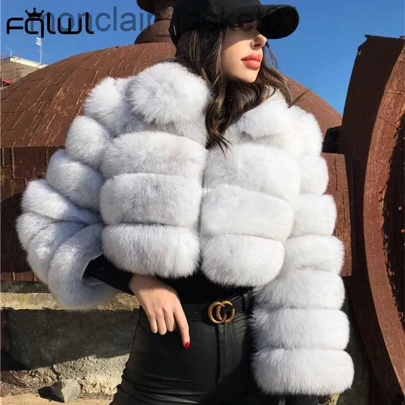 Pele feminina pele sintética fqlwl casual branco preto fofo outono inverno casaco de pele falsa jaqueta feminina manga comprida cortada jaqueta de pele puffer para mulheres outwear j230921