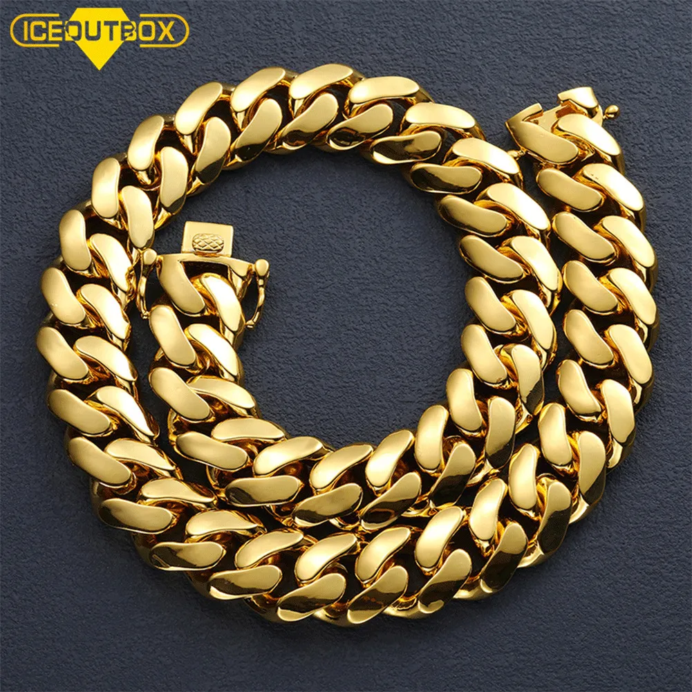 Chokers Hip Hop Jewelry 20mm Heavy Luxury 18K Real Gold Plated Custom Solid Cuban Miami Cuban Link Chain Necklace For Men Wholesale 230920
