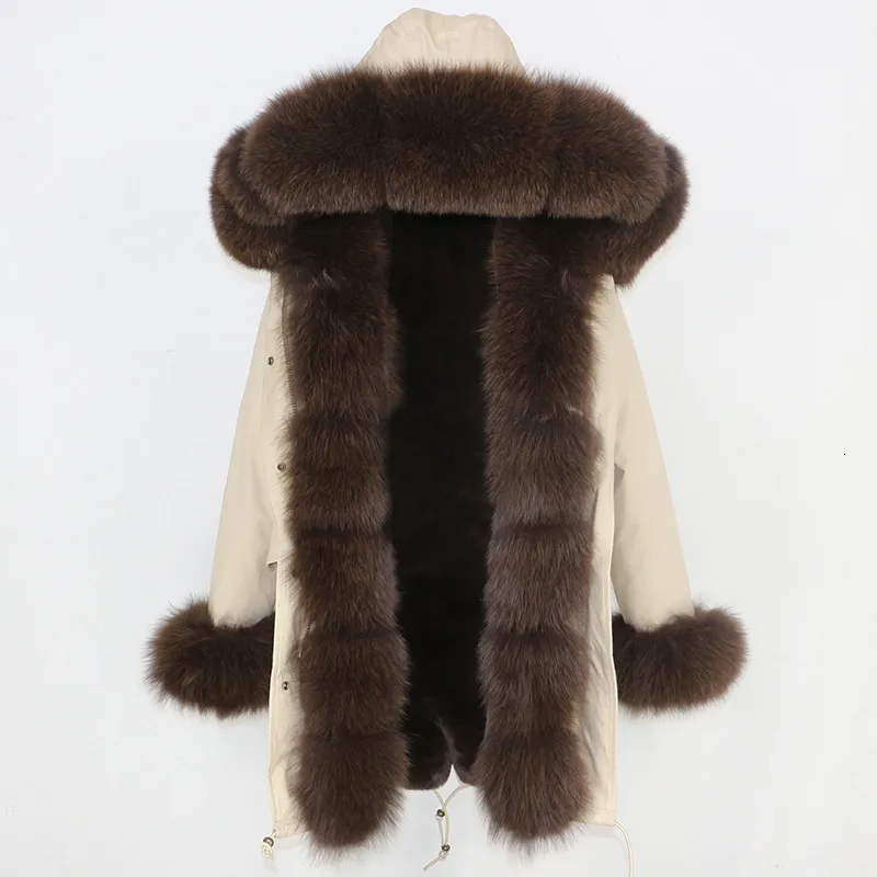 LaVelache Manteau de fourrure d'hiver Long Parka Hommes Doublure de lapin Collier naturel à capuche épais chaud veste masculine 201204