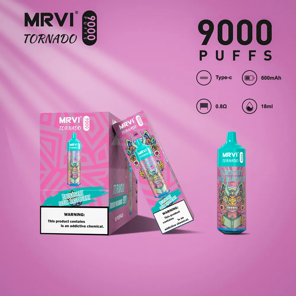 Original RandM Tornado Puff 9000 Disposable Vape Pen Device MRVI Puff 9K Rechargeable 600mAh Battery 18ml Pod E Cigarette Vape Desechable