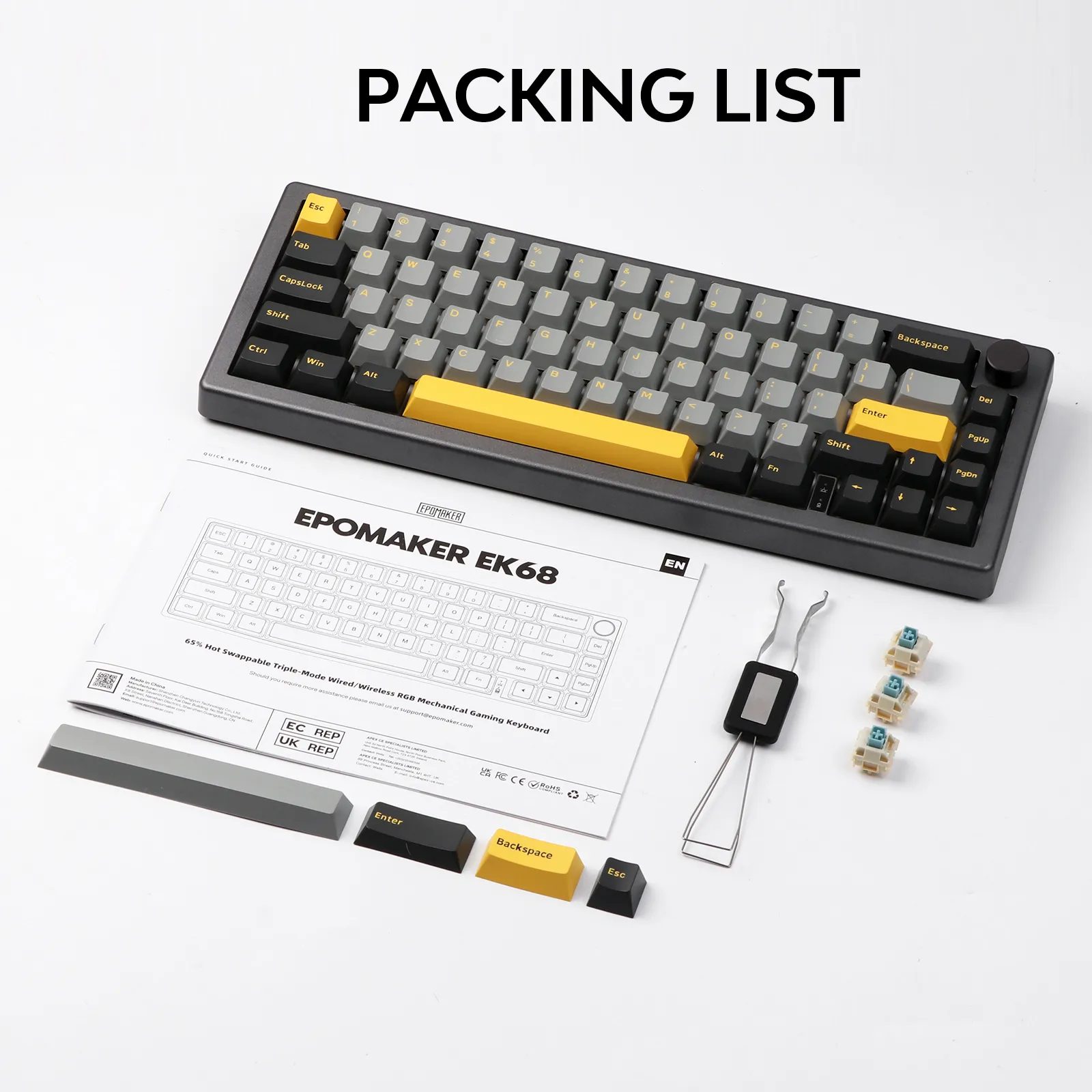 Amazon | EPOMAKER EK68 65%レイアウト ゲーミングキーボード