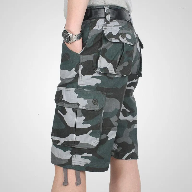 Männer Shorts Sommer Military Cargo Männer Camouflage Kampf Casual Baumwolle Multi-Pocket Baggy Street Hip Hop Reithose Taktische