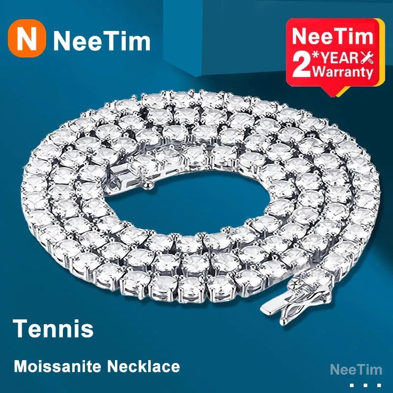 Collares colgantes NeeTim Sterling Silver Real Tennis Collar Pulsera para mujeres Hombres Diamantes de laboratorio con certificado GRA Cadena de cuello 230921