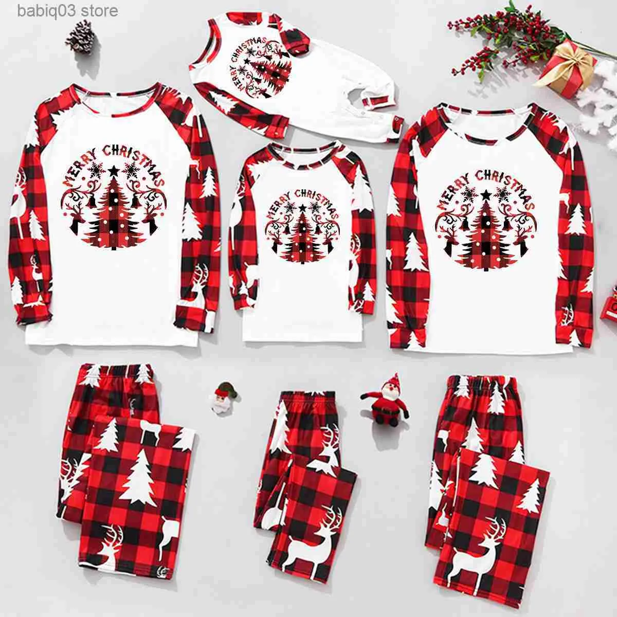 Roupas combinando para a família Feliz Natal Roupas combinando para a família 2023 Nova mãe pai crianças pijamas conjunto bebê macacão estampa de desenhos animados pijamas de Natal roupas de família T230921