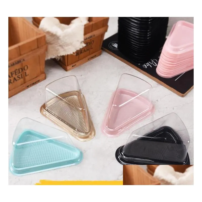 Packing Boxes Wholesale Transparent Plastic Cake Box Cheese Triangle Cakes 3 Color Blister Case Restaurant Dessert Packaging Boxs Sn Dhbdh