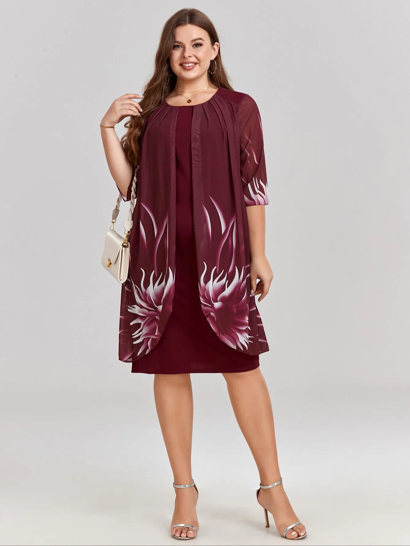 burgundy plus size casual dress Pattern "Dancing Queen"