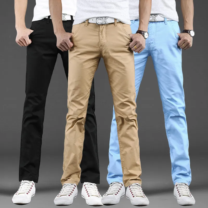 Männer Hosen Frühling herbst Casual Hosen Männer Baumwolle Slim Fit Chinos Mode Hosen Männliche Marke Kleidung 9 farben Plus größe 28-38 230921